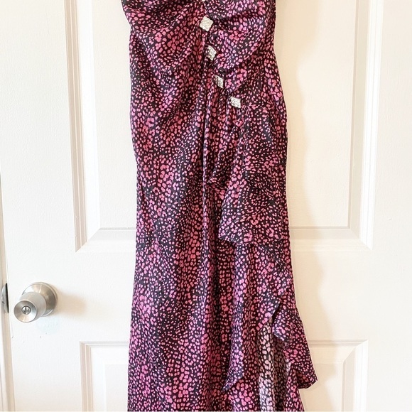 ALESSANDRA RICH Silk Asymmetrical Ruffle Evening Formal Dress - Picture 5 of 14